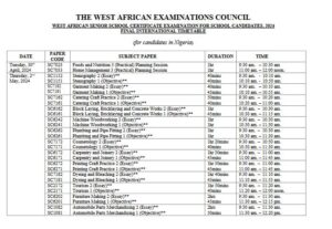 WAEC timetable 2024