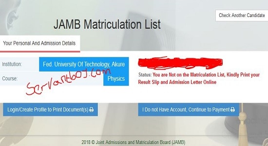 JAMB Matriculation list