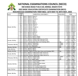 bece timetable