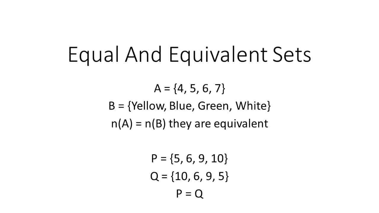 What Is Equal And Equivalent Sets Examples